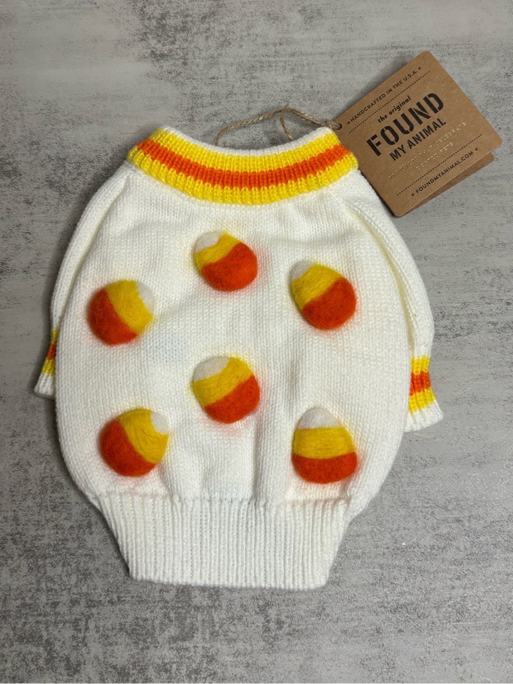 Anthropologie x Found Seasonal 3D Motif Pet Sweater in Candy Corn
